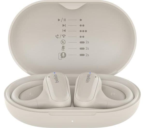 Belkin SoundForm ClearFit Open-Ear Wireless Earbuds - Sand - Image 2
