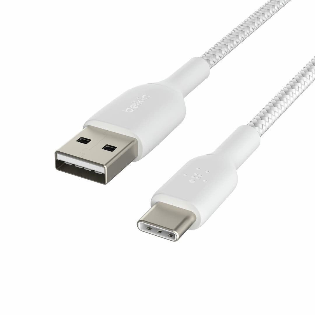 Belkin Braided USB C to USB A 2m Charging Cable - White - Image 2