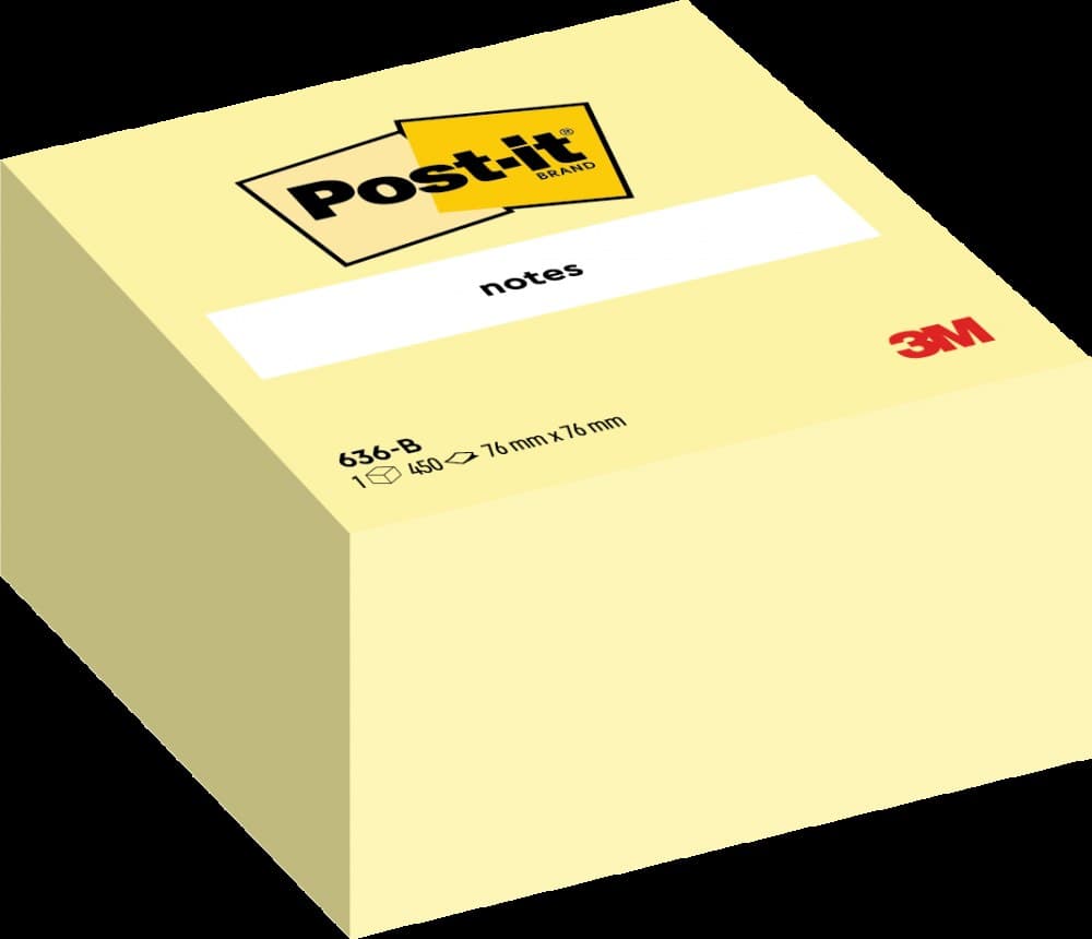 Post-it Note Cube 76x76mm 450 Sheets Canary Yellow 636-B - Image 1