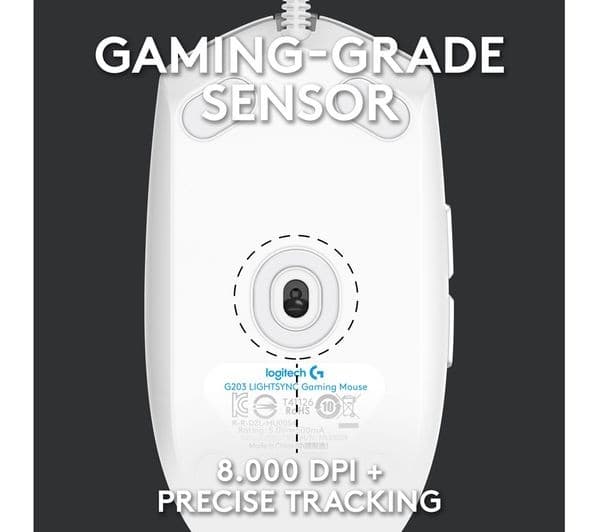 Logitech G203 Lightsync Mouse White - Image 6