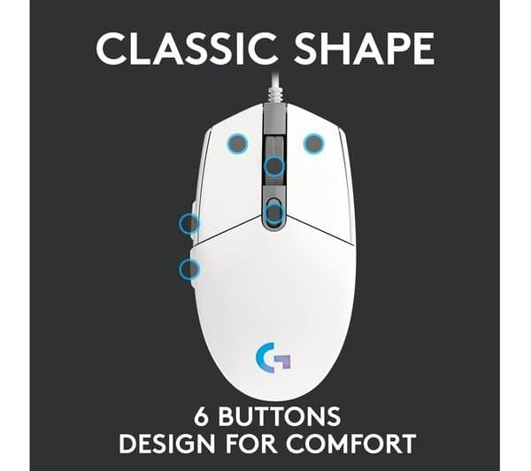 Logitech G203 Lightsync Mouse White - Image 7