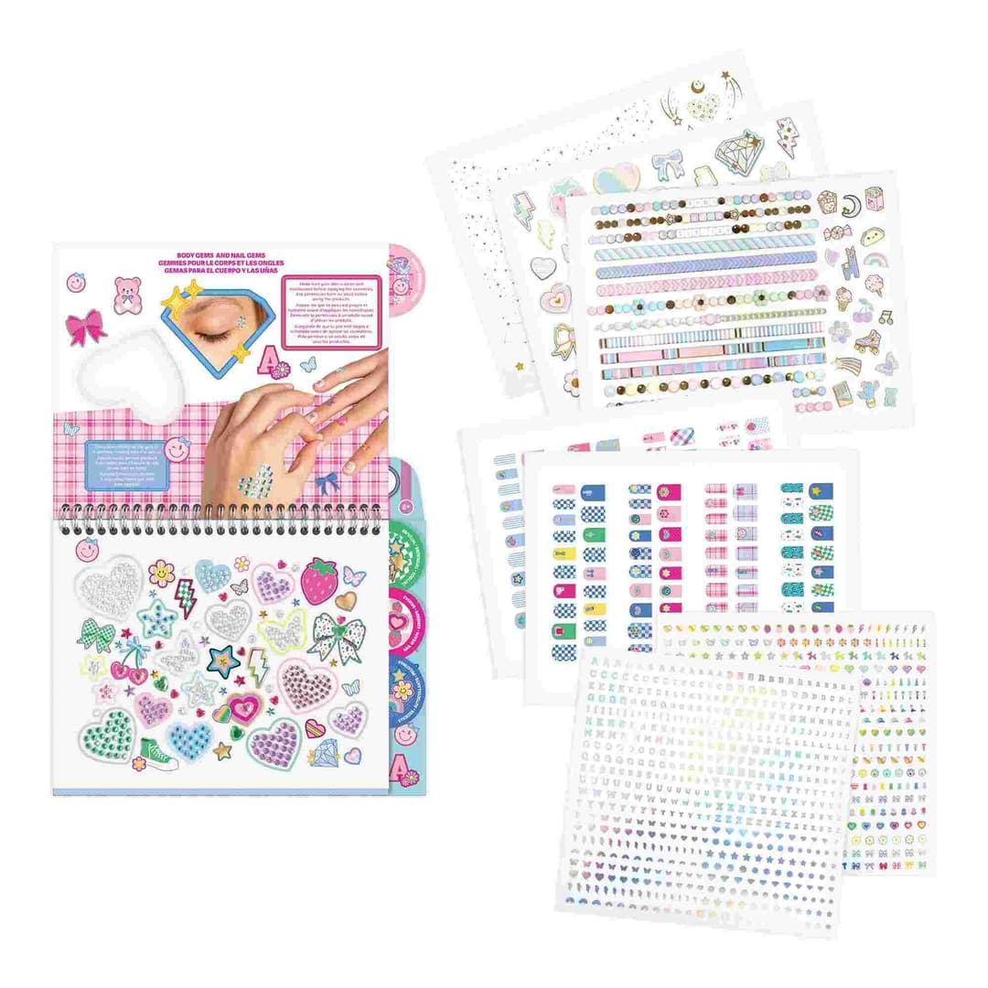 Make It Real Bejeweled Cosmetic Activity Book - 881 Piece Nail Art & Temporary Tattoo Set, Ages 8+ - Image 3