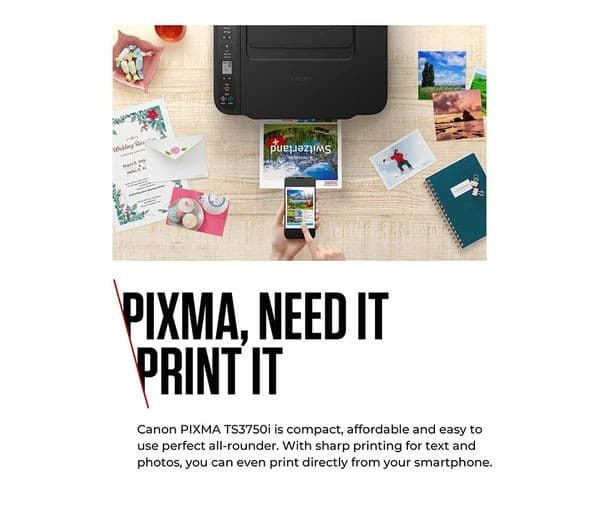 CANON PIXMA TS3750i A4 All-in-One Wireless Colour Inkjet Printer - Black (6671C008) - Image 6