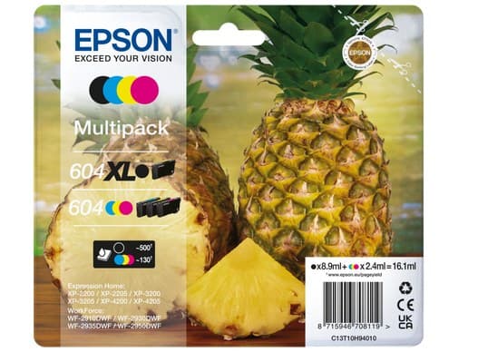Epson 604XL Black & 604 Cyan/Magenta/Yellow Ink Cartridge Multipack (C13T10H94010)