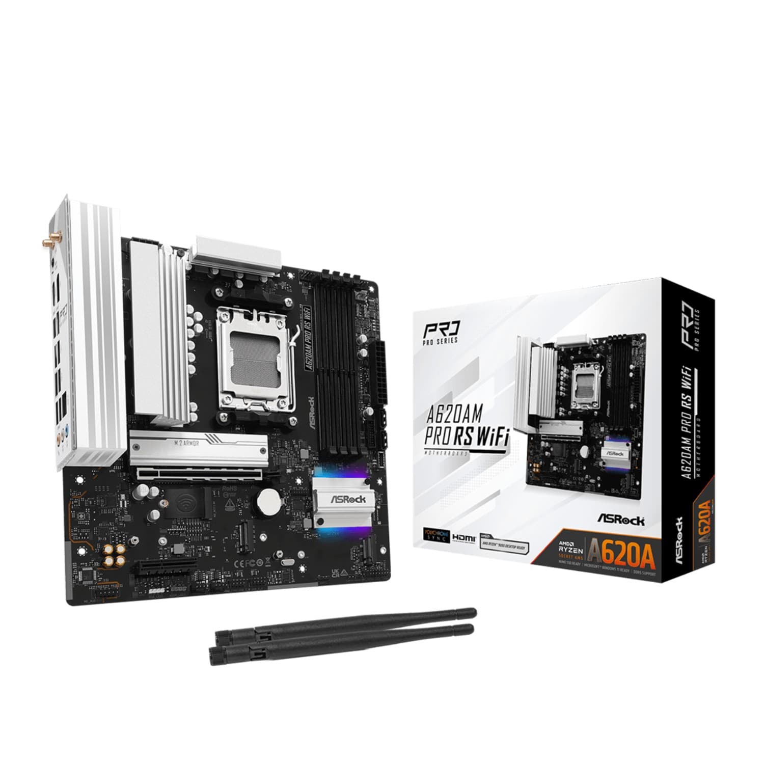 Asrock A620AM PRO RS WIFI AMD A620A DDR5 Micro-ATX Socket AM5 Motherboard