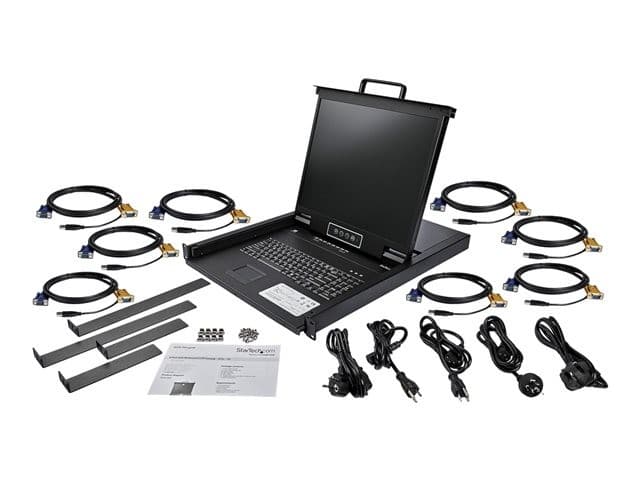 StarTech.com 8 Port Rackmount KVM Console with 6ft Cables, Integrated KVM Switch with 19" LCD Monitor, Fully Featured 1U LCD KVM Drawer- OSD KVM, Durable 50,000 MTBF, USB + VGA Support - 19in. LCD KVM Console (RKCONS1908K) - KVM console - 19" - Image 5