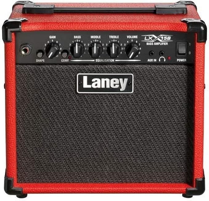 Laney LX15B Bass Amp 15W Portable Practice Guitar Amplifier - Red