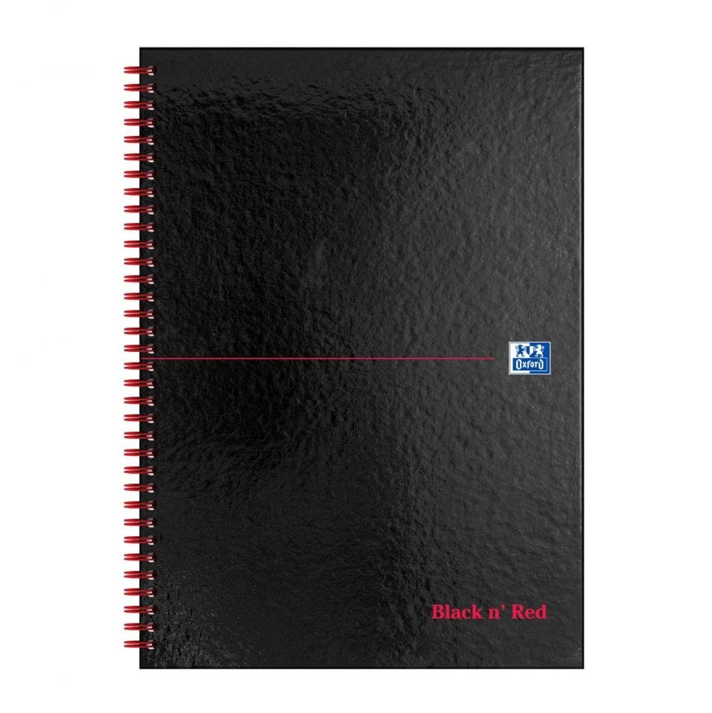 Black n` Red Wirebound Ruled Hardback Notebook A4 Pack of 5