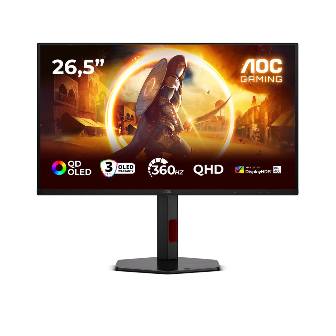 AOC G4 Q27G4SDR 27" QD-OLED Quad HD 360Hz 0.03ms G-Sync Compatible height Adjustable Gaming Monitor - Image 1