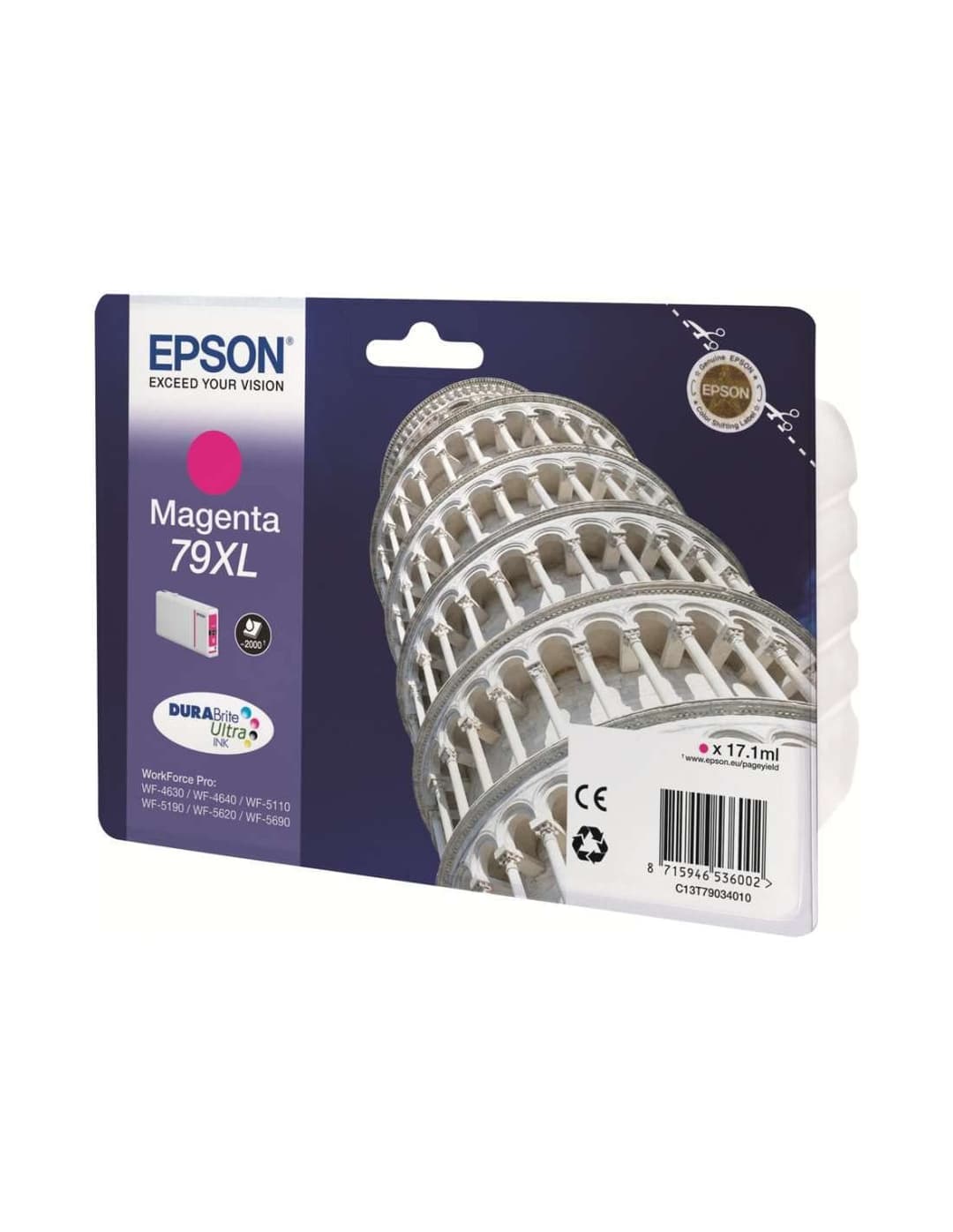 Epson 79XL Leaning Tower Of Pisa Magenta Genuine XL High Yield Ink Cartridge DuraBrite Ultra - Magenta - Image 2