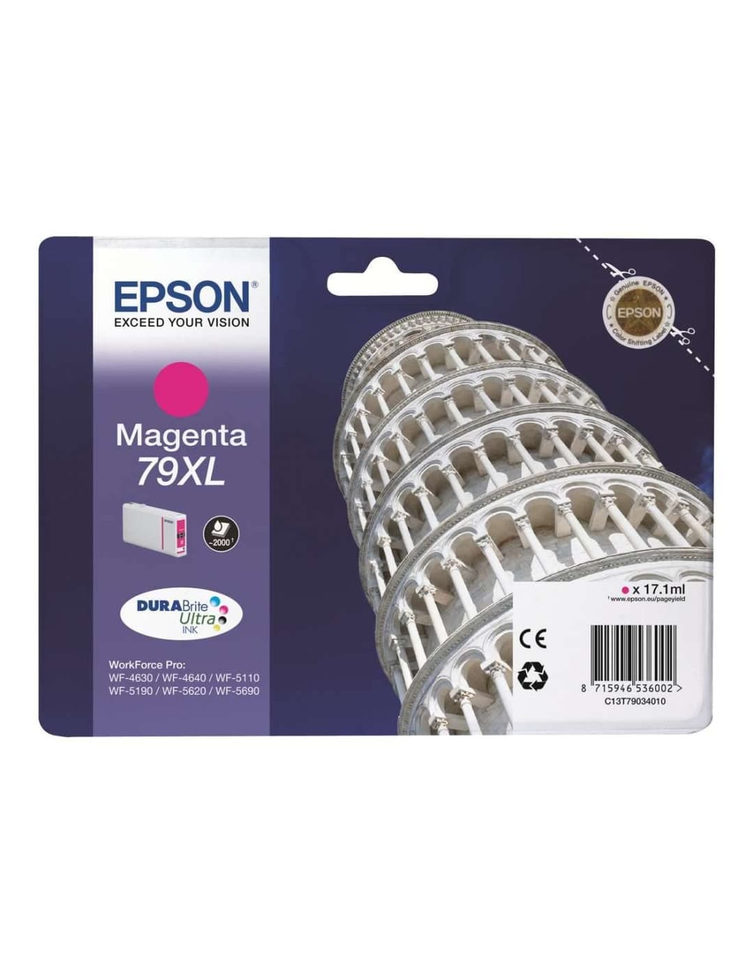 Epson 79XL Leaning Tower Of Pisa Magenta Genuine XL High Yield Ink Cartridge DuraBrite Ultra - Magenta - Image 4