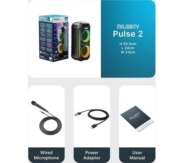 MAJORITY Pulse 2 Portable Bluetooth Megasound Party Speaker - Black - Image 7