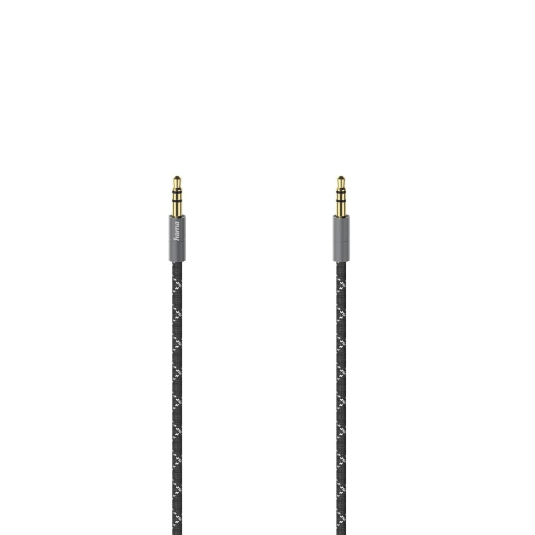 Hama 00205130 Audio Cable, 3.5mm Jack Plug to Plug, Stereo, Metal, Gold-Plated, 1.5 m, Black/Grey