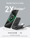 Anker MagGo 3-in-1 Wireless Charging Station, MagSafe-Compatible Qi2 Certified 15W Wireless Stand with Apple Watch and AirPods Support, For iPhone 17/16/15 Series and More (40W USB C Charger Included) thumbnail 4