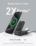 Anker MagGo 3-in-1 Wireless Charging Station, MagSafe-Compatible Qi2 Certified 15W Wireless Stand with Apple Watch and AirPods Support, For iPhone 17/16/15 Series and More (40W USB C Charger Included) thumbnail 5
