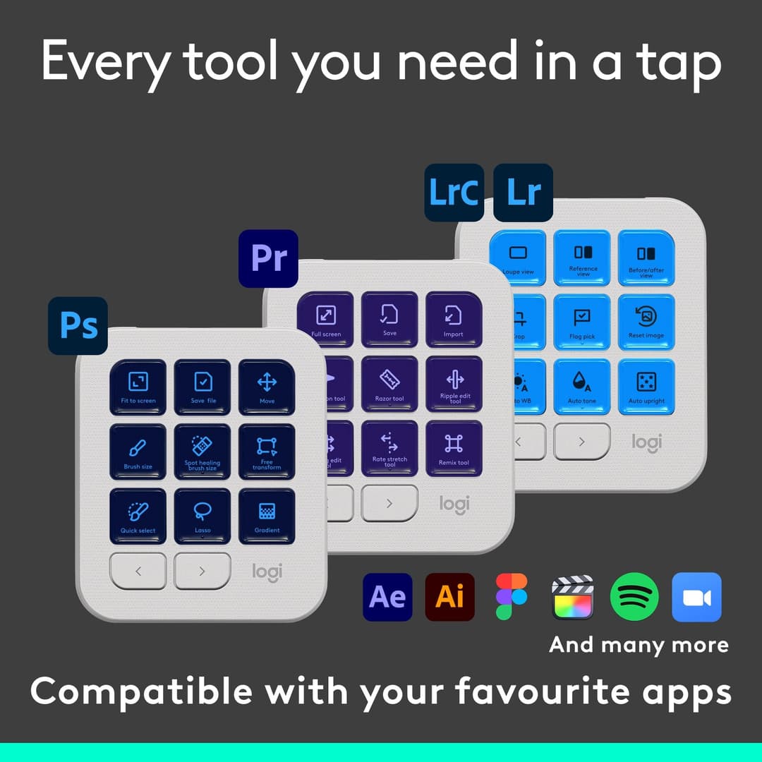 Logitech MX Creative Console Programmable Keypad - Pale Grey - Image 5