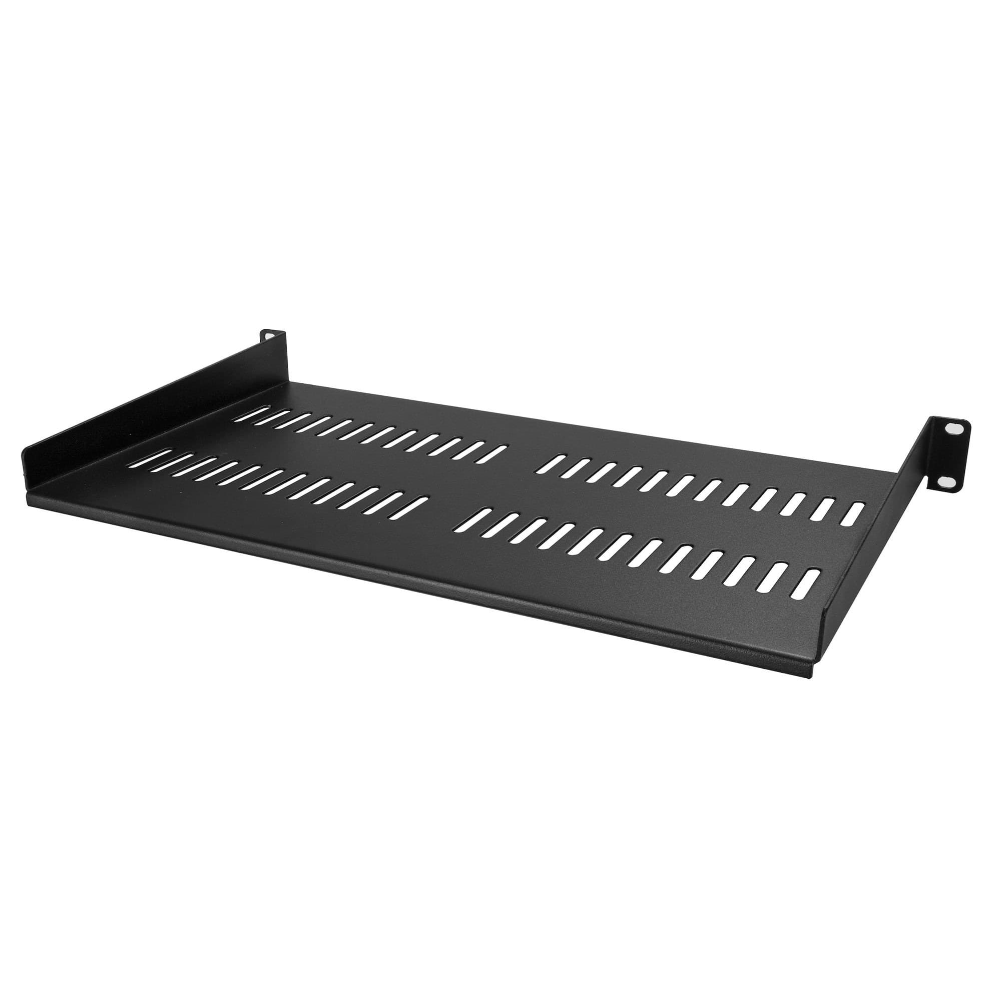 StarTech.com CABSHELFV1U 1U Server Rack Shelf - Universal Vented Rack Mount Cantilever Tray for 19" Network Equipment Rack & Cabinet - Heavy Duty Steel - Weight Capacity 44lb/20kg - 10" Deep Shelf, Black