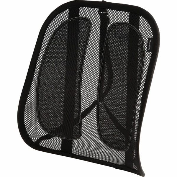 Fellowes Office Suites Mesh Back Support Ergonomic  Comfortable  Adjustable Strap  Ventilation  Tri-Tachment Structure - Strap Mount - 17.3  x 5.6  x 20.2  - Black - Image 1