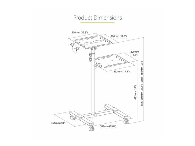 StarTech Mobile Projector Cart Black - Image 9