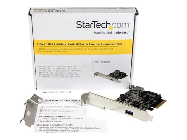 StarTech.com 2 Port USB 3.1 (10Gbps) Card - USB-A 1x External 1x Internal - PCIe USB 3.1 Card with Type-A - PCI Express (PEXUSB311EI) - USB adapter - PCIe x4 - USB 3.1 x 2 - Image 7