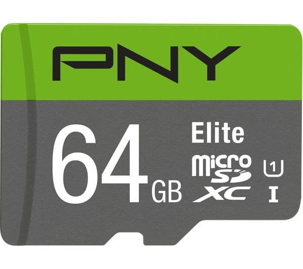 PNY Elite 64GB microSDXC Memory Card Class 10 UHS-I U1 A1 with SD Adapter - Image 1