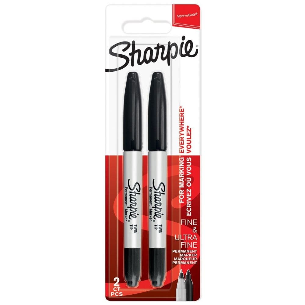 Sharpie Permanent Marker Pack of 12 Twin packs Black Twin Tip Permanent Markers