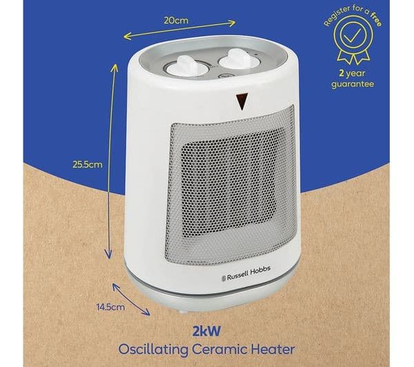 RUSSELL HOBBS RHFH1008 Portable Hot & Cool Convector Heater - White - Image 3