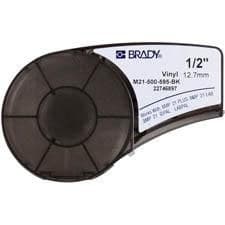 Brady M21-500-595-BK Vinyl Label Tape 12.70mm x 6.40m White on Black for M210/M211/BMP21-PLUS/BMP21-LAB/BMP21