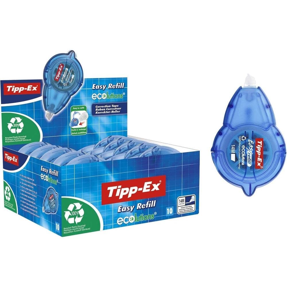 Tipp-ex Pack of 10 Ecolutions Easy Refill Correction Tape Roller 5mmx14m