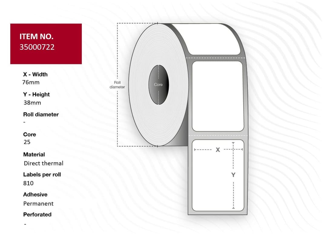 Label 76x38 - Core 25. White. - Image 1