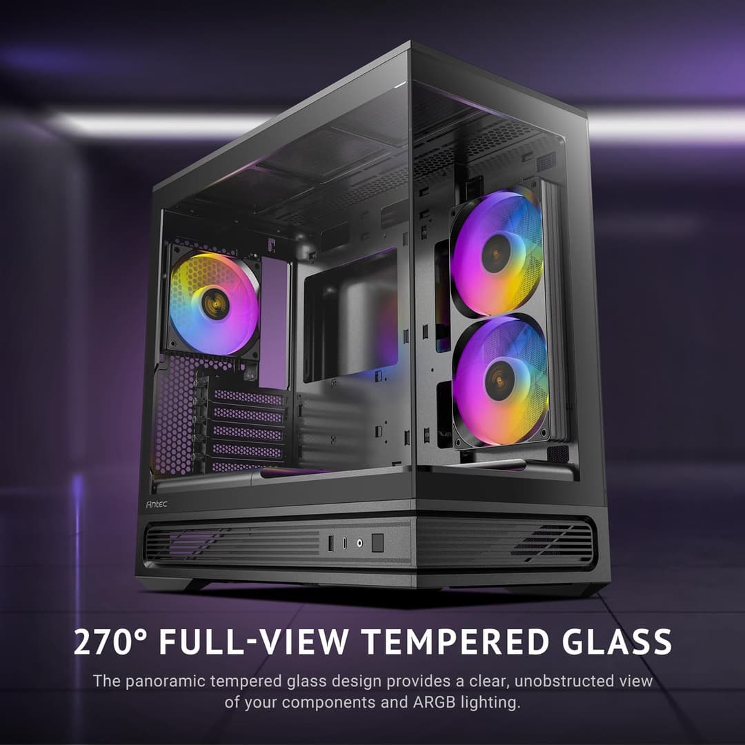 Antec C2M ARGB, Micro ATX PC Case, 3 PWM ARGB Fans Included, Black - Image 4