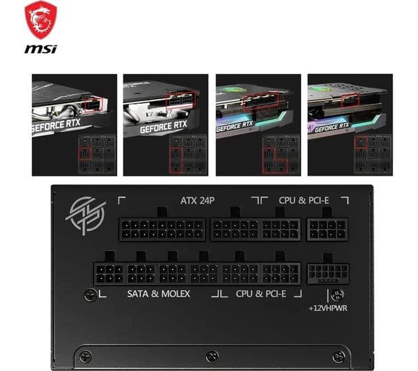 MSI MPG A850G 850W ATX 3.0 Full Modular 80+ Gold PCIe 5.0 Compact Power Supply - Image 7