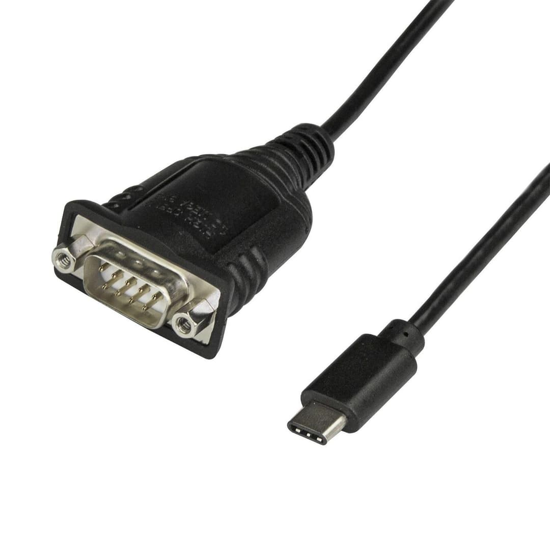 StarTech.com ICUSB232PROC USB-C to RS232 Serial Adapter Cable with COM Port Retention - USB-C to DB9 M/M - 0.4 m - Black - Image 1