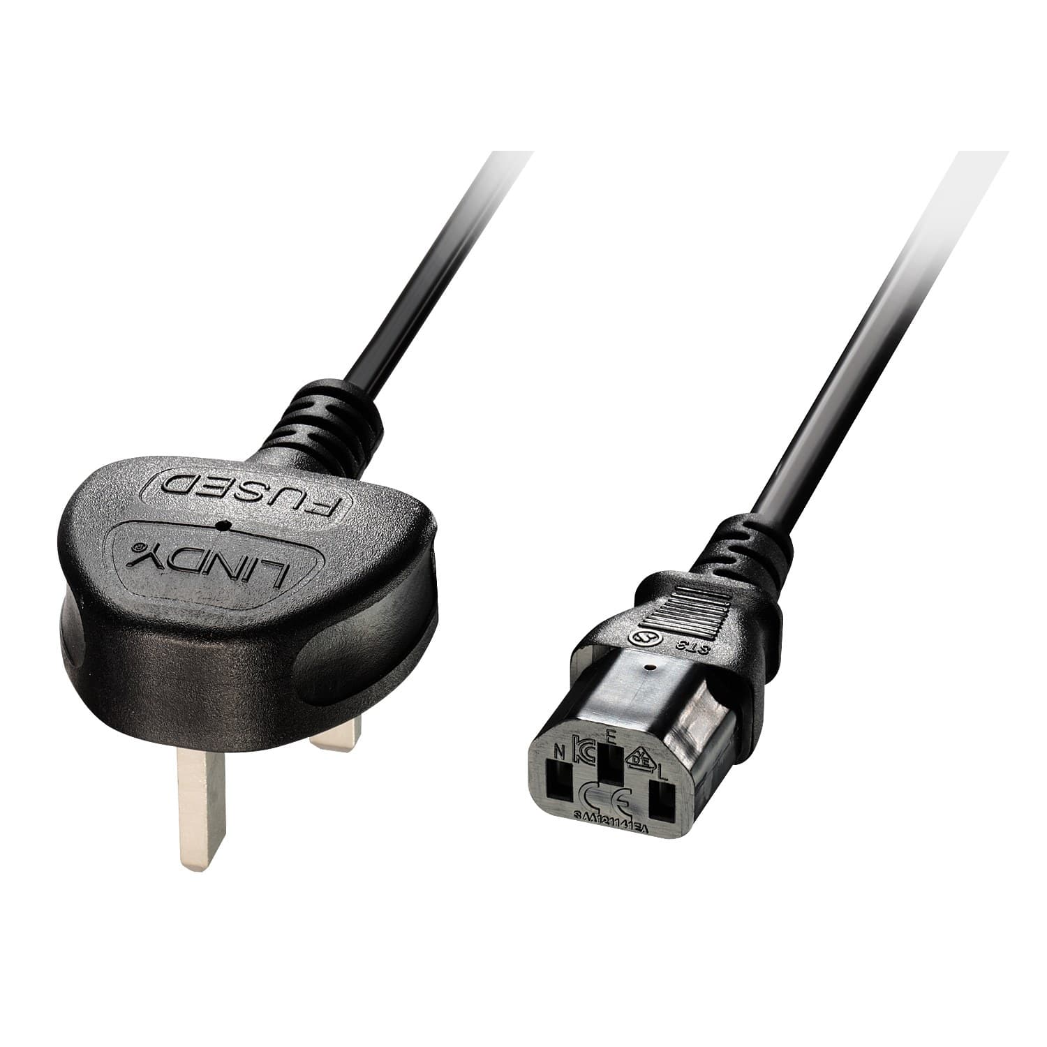 Lindy 5m UK 3 Pin Plug to IEC C13 Mains Power Cable, Black