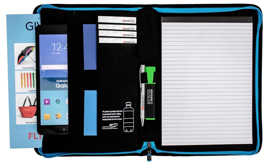 Monolith Blueline Zipped Conference Folder A4 Black (3351) - Image 4