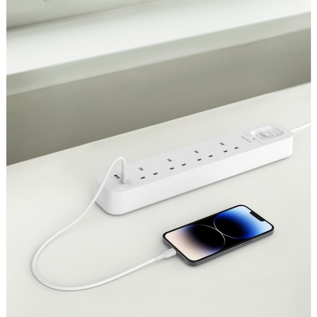 Belkin 4 Socket 2m USB A & C Surge Protected Extension Lead - Image 2