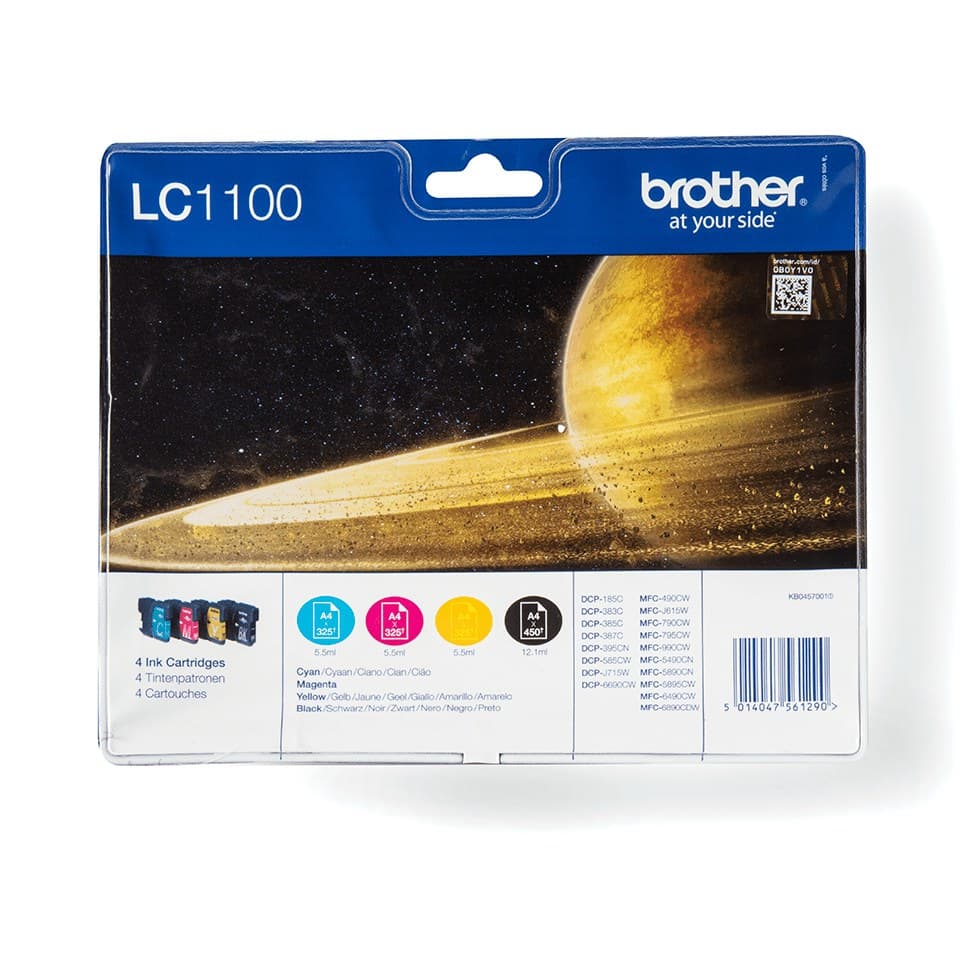 Brother LC1100VALBP ink cartridge 4 pc(s) Original Black, Cyan, Magenta, Yellow - Image 1