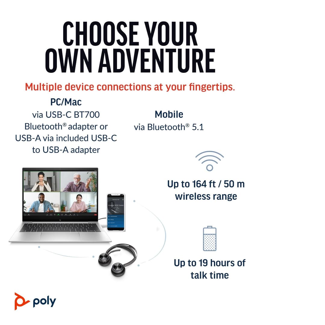 HP Poly Poly Voyager Focus 2 USB-A Headset - Image 3