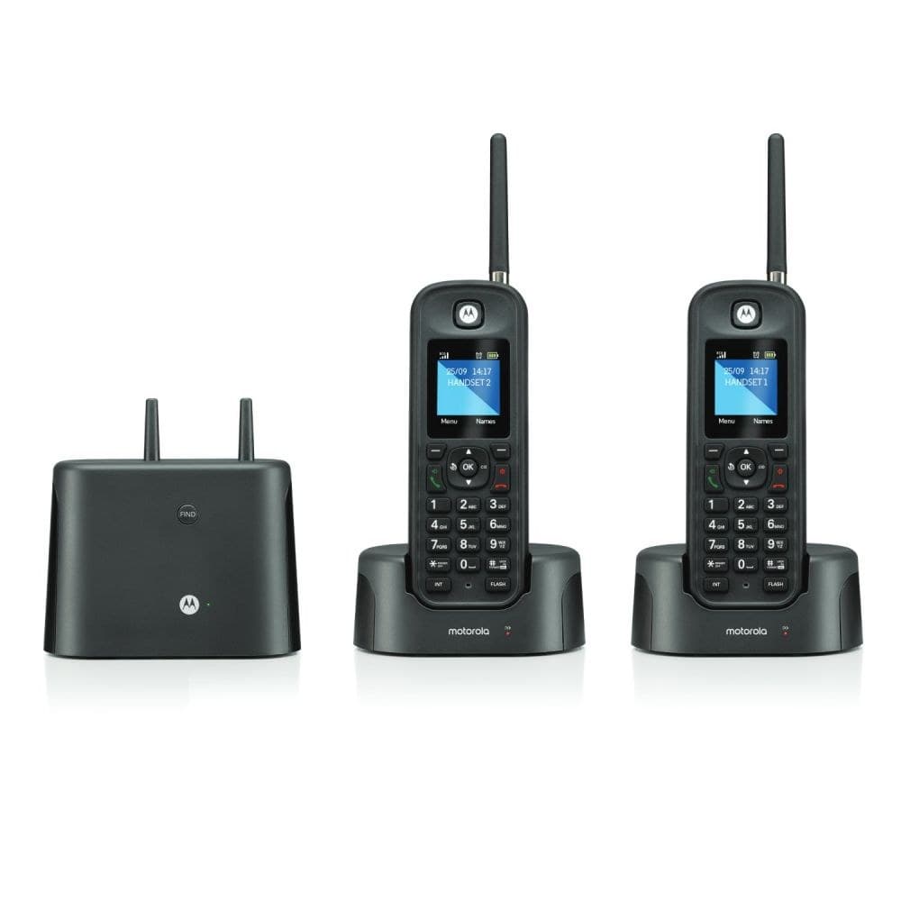 Motorola O202 Twin Rugged Long Range DECT Cordless Phone - IP67, 2 Handsets - Image 1