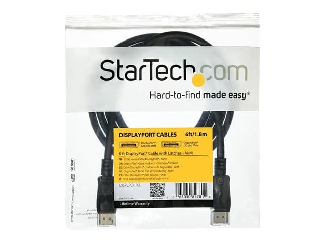 StarTech DISPL2M DisplayPort 1.2 Cable with Latches 2m Black - Image 6