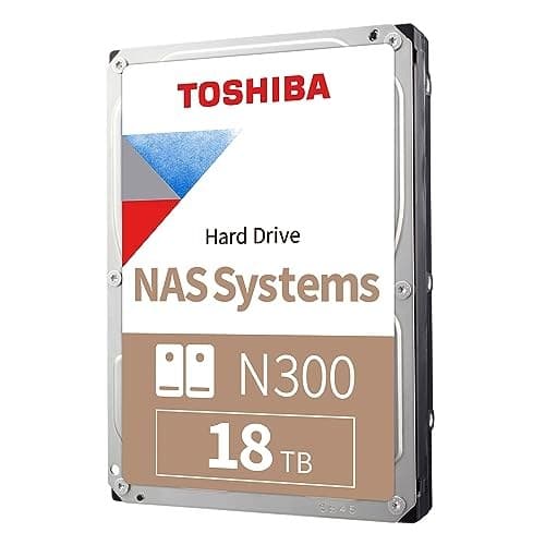Toshiba N300 18TB Internal NAS Hard Drive, 3.5'' SATA HDD, 7200 RPM, 24/7 Operation, Supports 1-8 Bay Systems, 128MB Cache, 180TB/Year workload, 3yr Warranty (HDEXZ10ZNA51F). - Image 1
