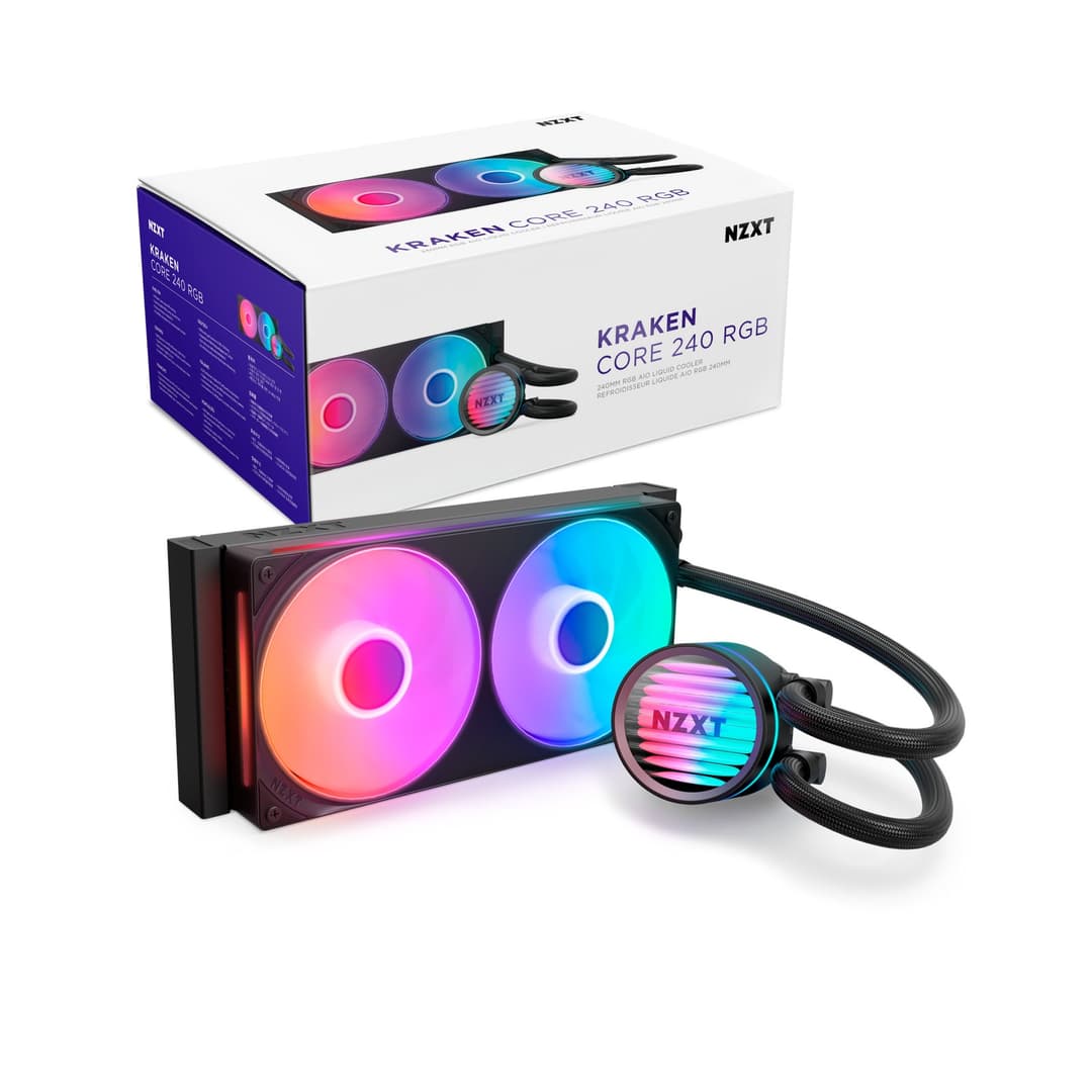 NZXT Kraken Core 240mm RGB Intel/AMD AIO Liquid CPU Cooler - Black - Image 1
