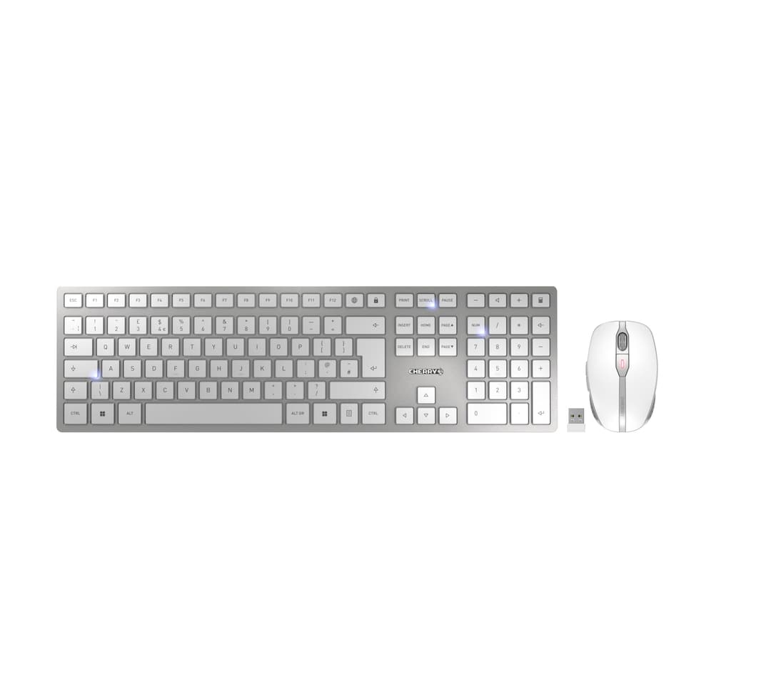 CHERRY DW 9100 Slim Wireless Desktop Set - QWERTY UK Layout - Silver/White - Image 1