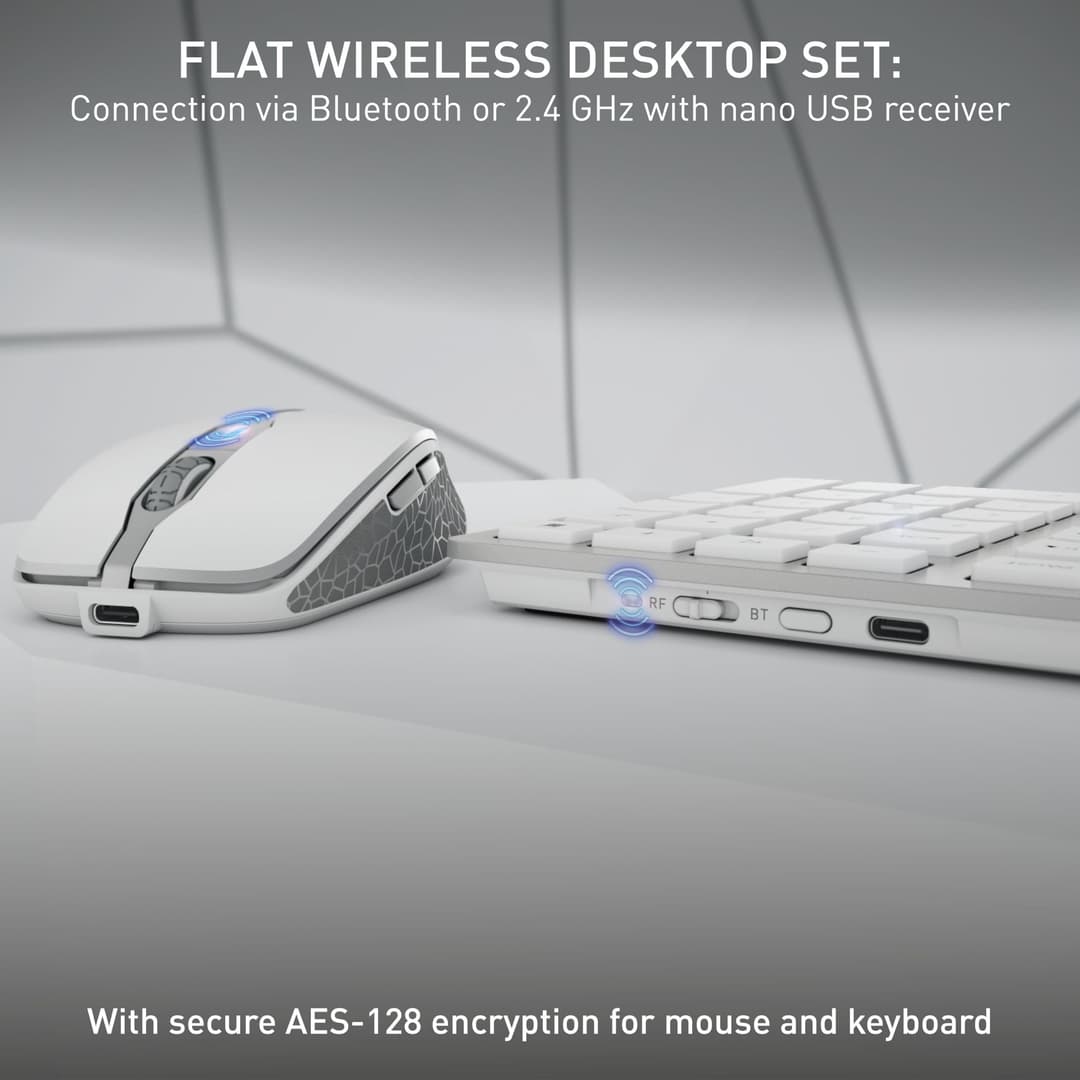 CHERRY DW 9100 Slim Wireless Desktop Set - QWERTY UK Layout - Silver/White - Image 2