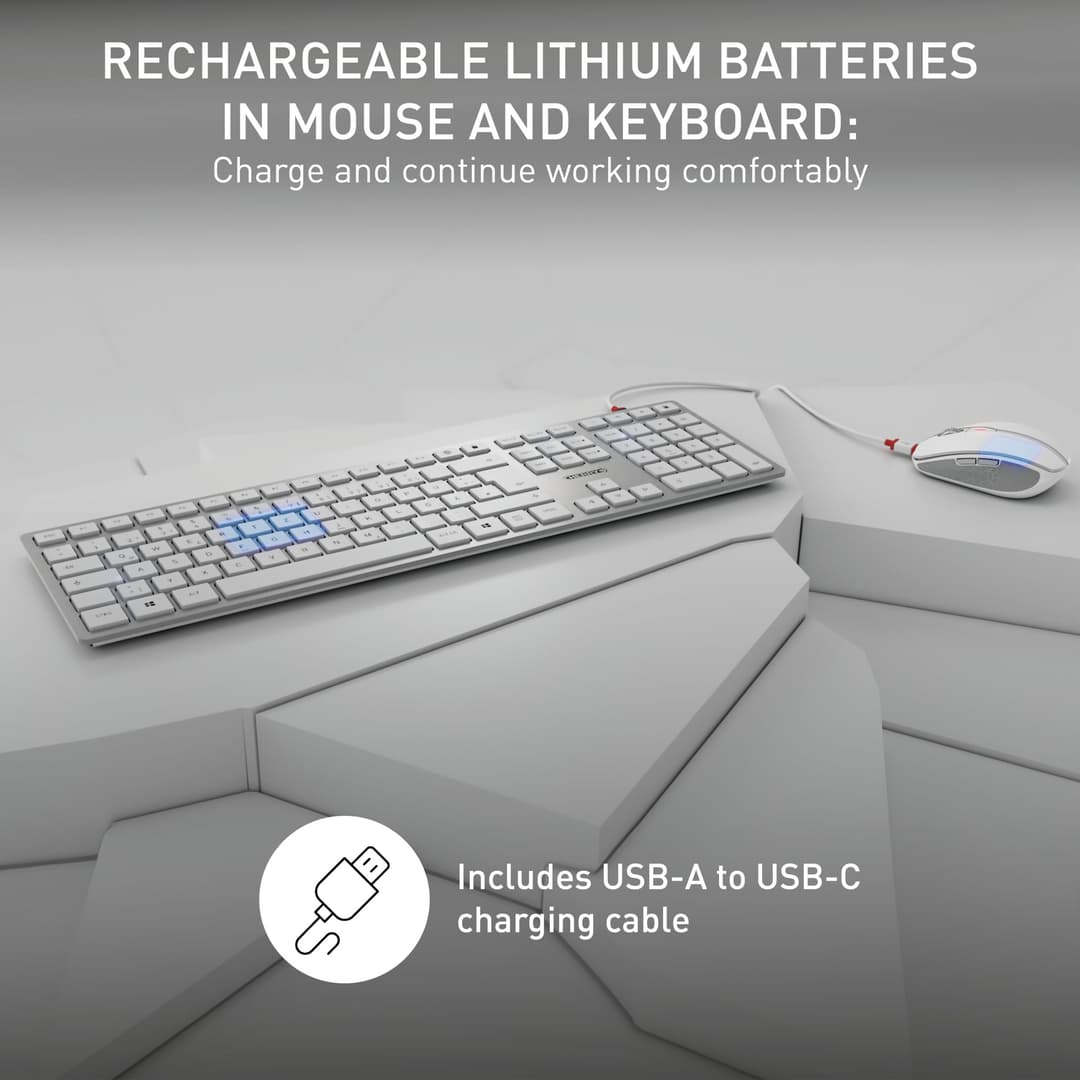 CHERRY DW 9100 Slim Wireless Desktop Set - QWERTY UK Layout - Silver/White - Image 3