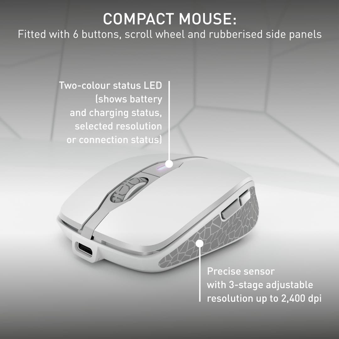 CHERRY DW 9100 Slim Wireless Desktop Set - QWERTY UK Layout - Silver/White - Image 6