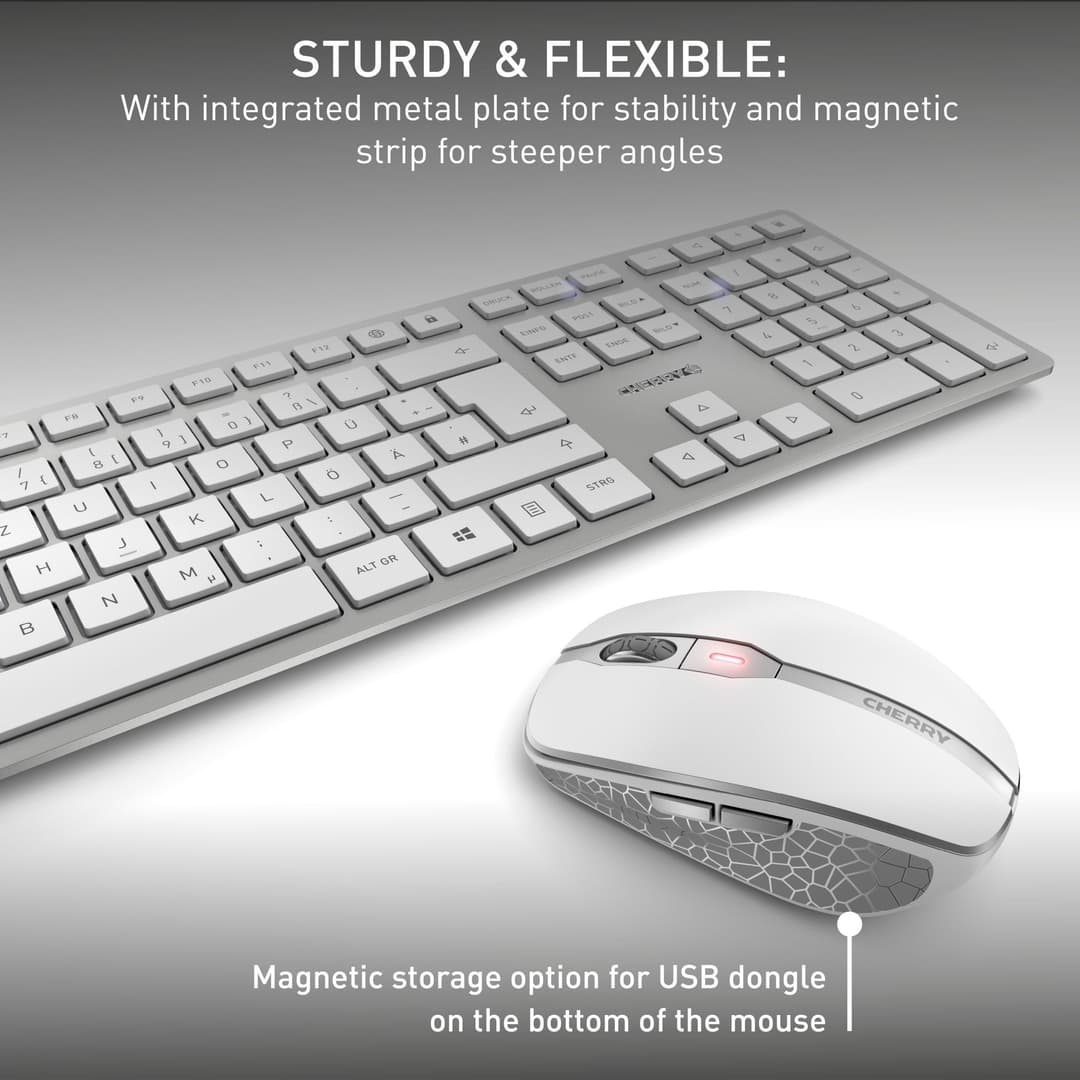 CHERRY DW 9100 Slim Wireless Desktop Set - QWERTY UK Layout - Silver/White - Image 7