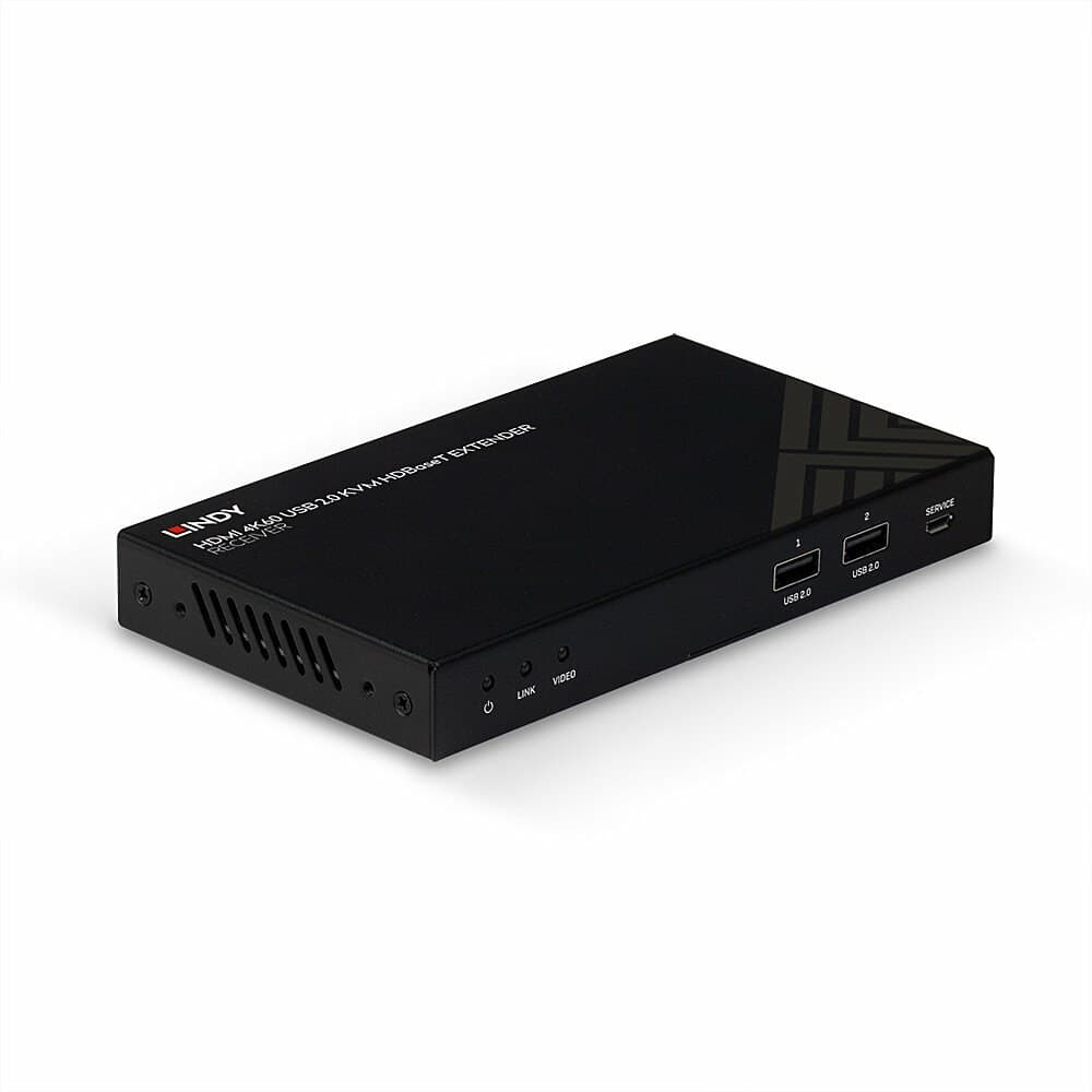 Lindy 150m Cat.6 HDMI 4K60, IR, RS-232 & Audio HDBaseT KVM Extender, Receiver - Image 1
