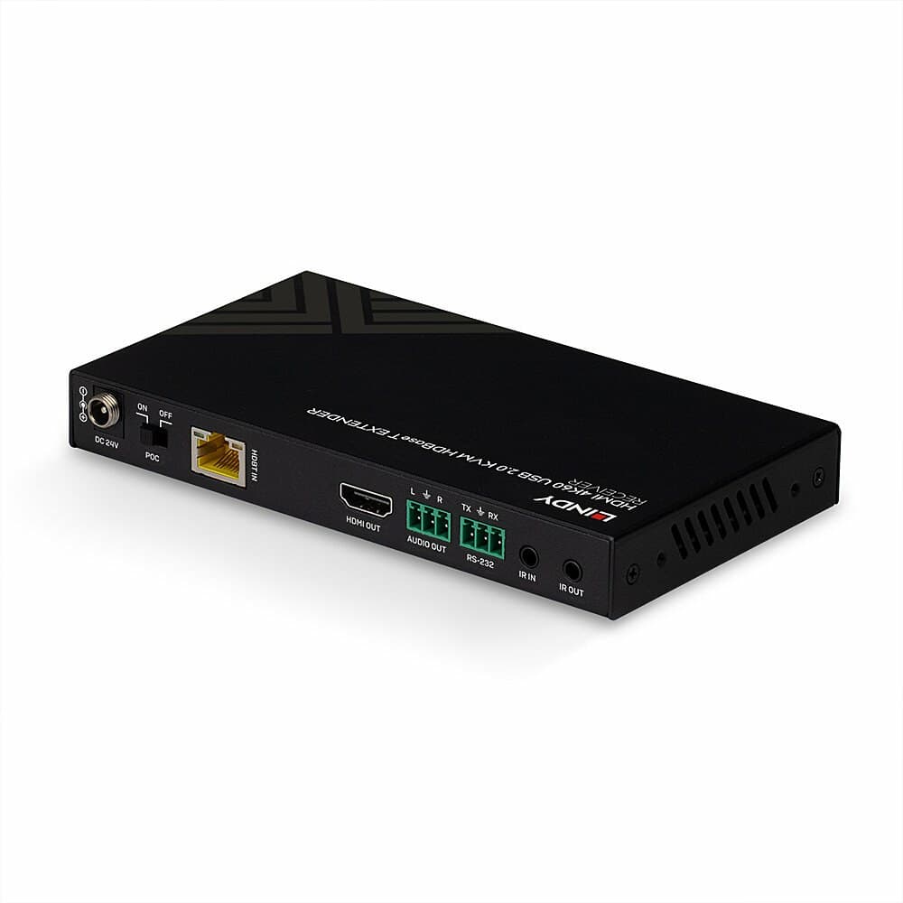 Lindy 150m Cat.6 HDMI 4K60, IR, RS-232 & Audio HDBaseT KVM Extender, Receiver - Image 3