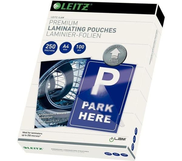 LEITZ iLAM Gloss Laminating Pouches A4 250 Micron - Pack of 100 - Image 1